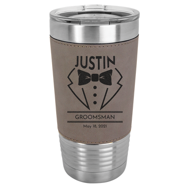 Custom Engraved 20oz Leatherette Tumblers Ideal Gifts for Groomsmen & Best Man